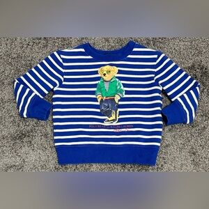 Polo Ralph Lauren Striped Polo Bear Sweatshirt Blue/White  size 3T Boys